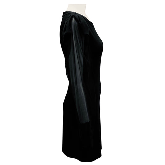 Saloni Black Silk Chiffon and Viscose Crepe Dress