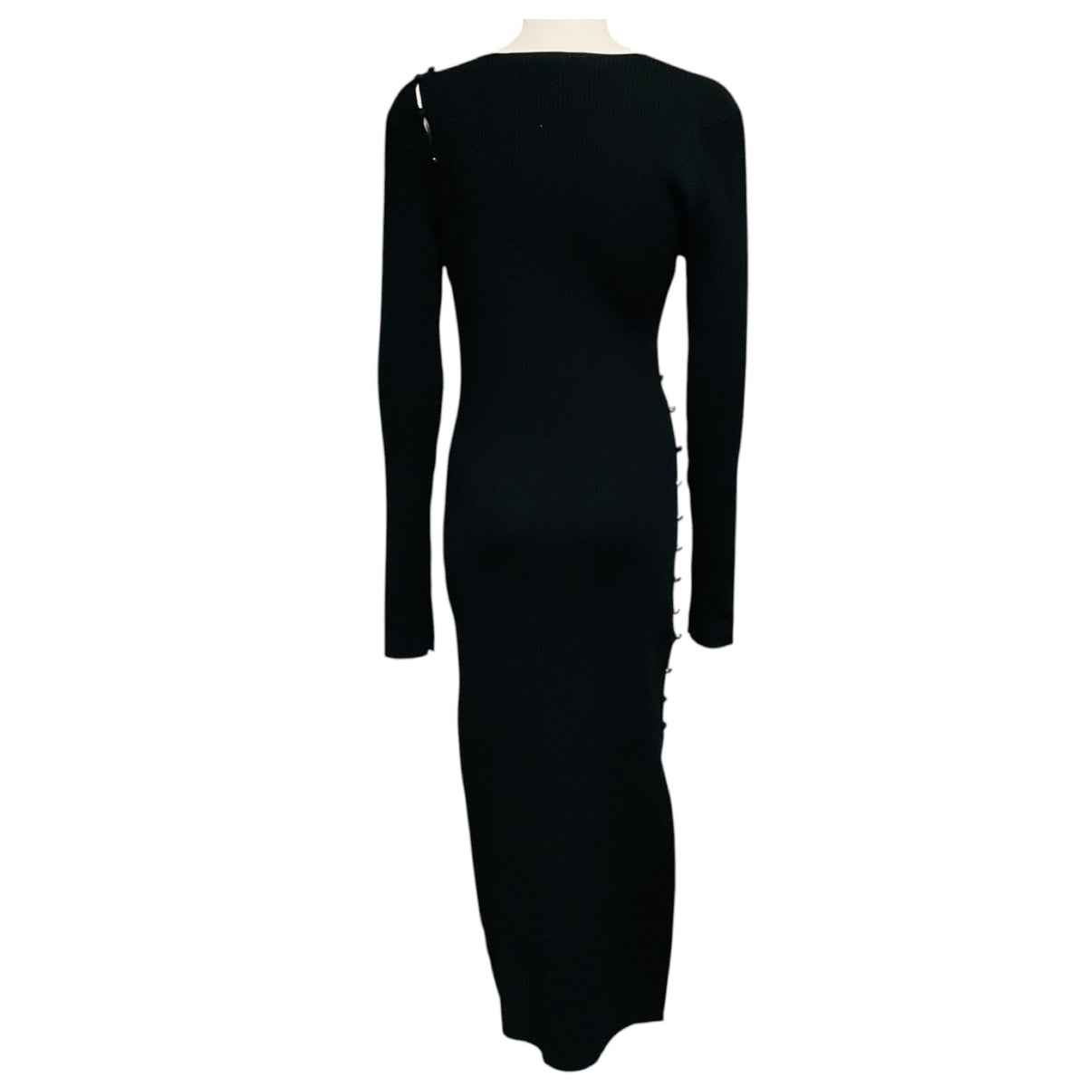 Altuzarra Black Long Sleeved Ribbed Knit Midi Dress