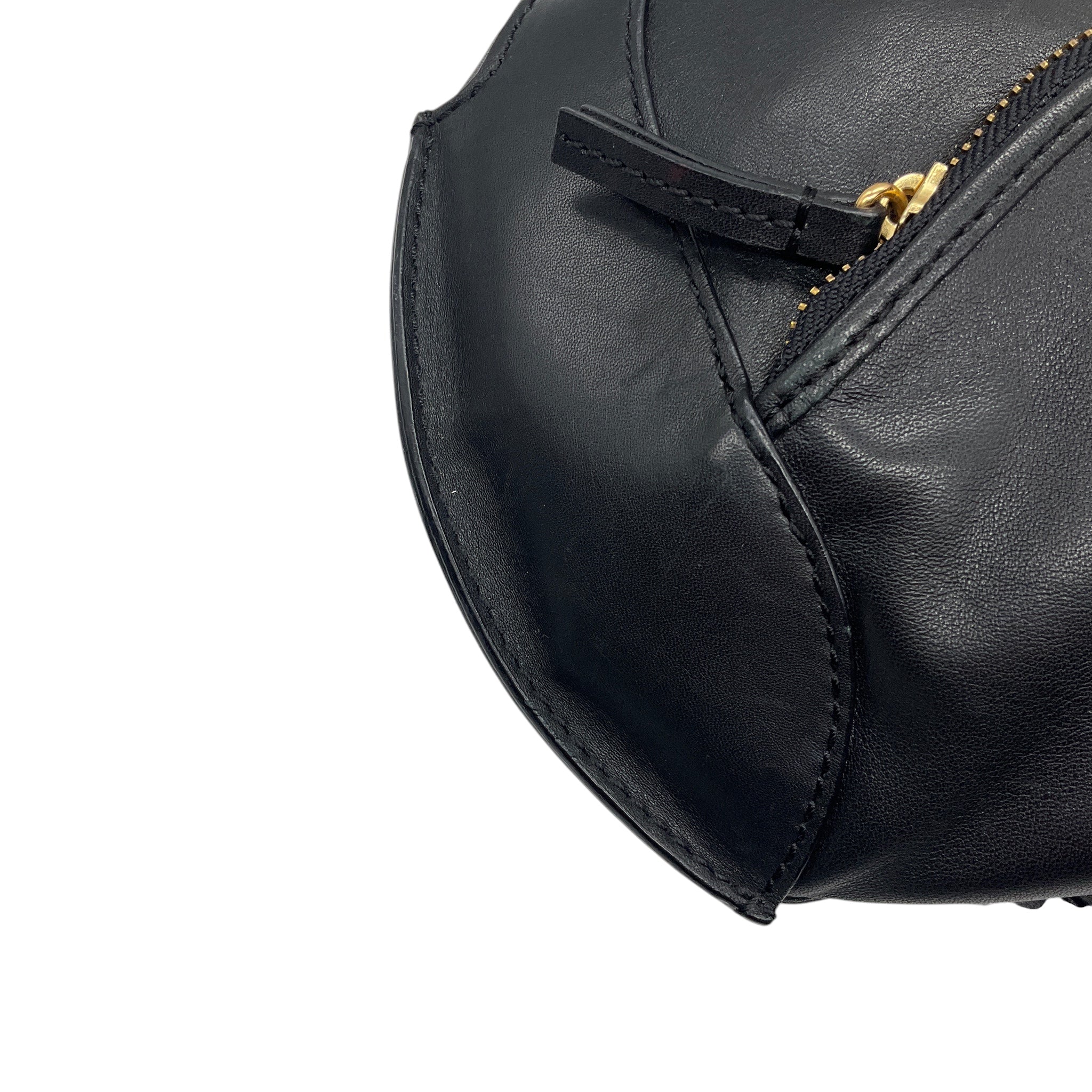 Fendi Vintage Black Leather Hobo Bag with Gold Hardware