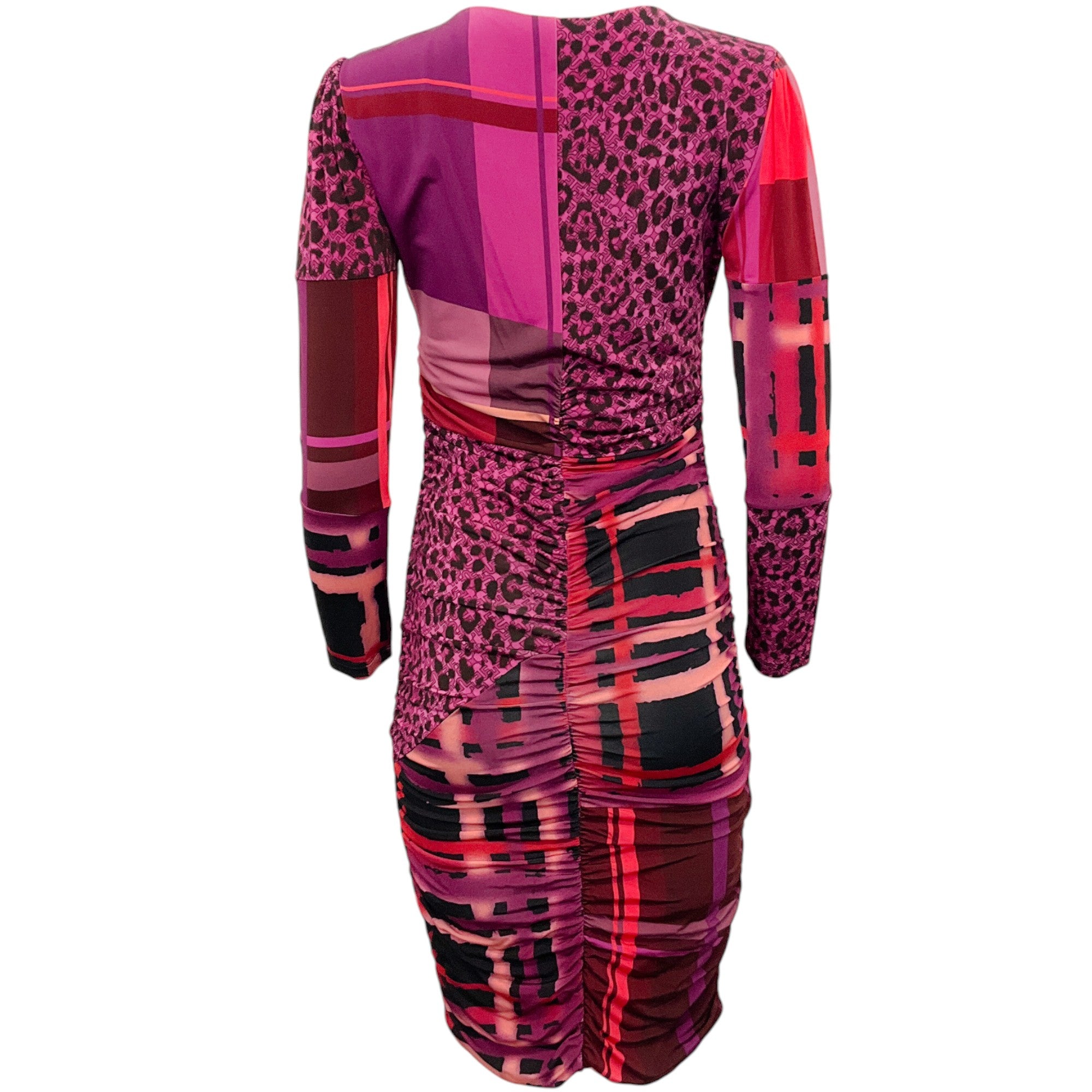 Fuzzi Purple / Pink / Black Ruched Dress