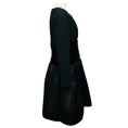 Load image into Gallery viewer, Oscar de la Renta Vintage Black Button Front Wool and Satin Flared Dress with Velvet Waist
