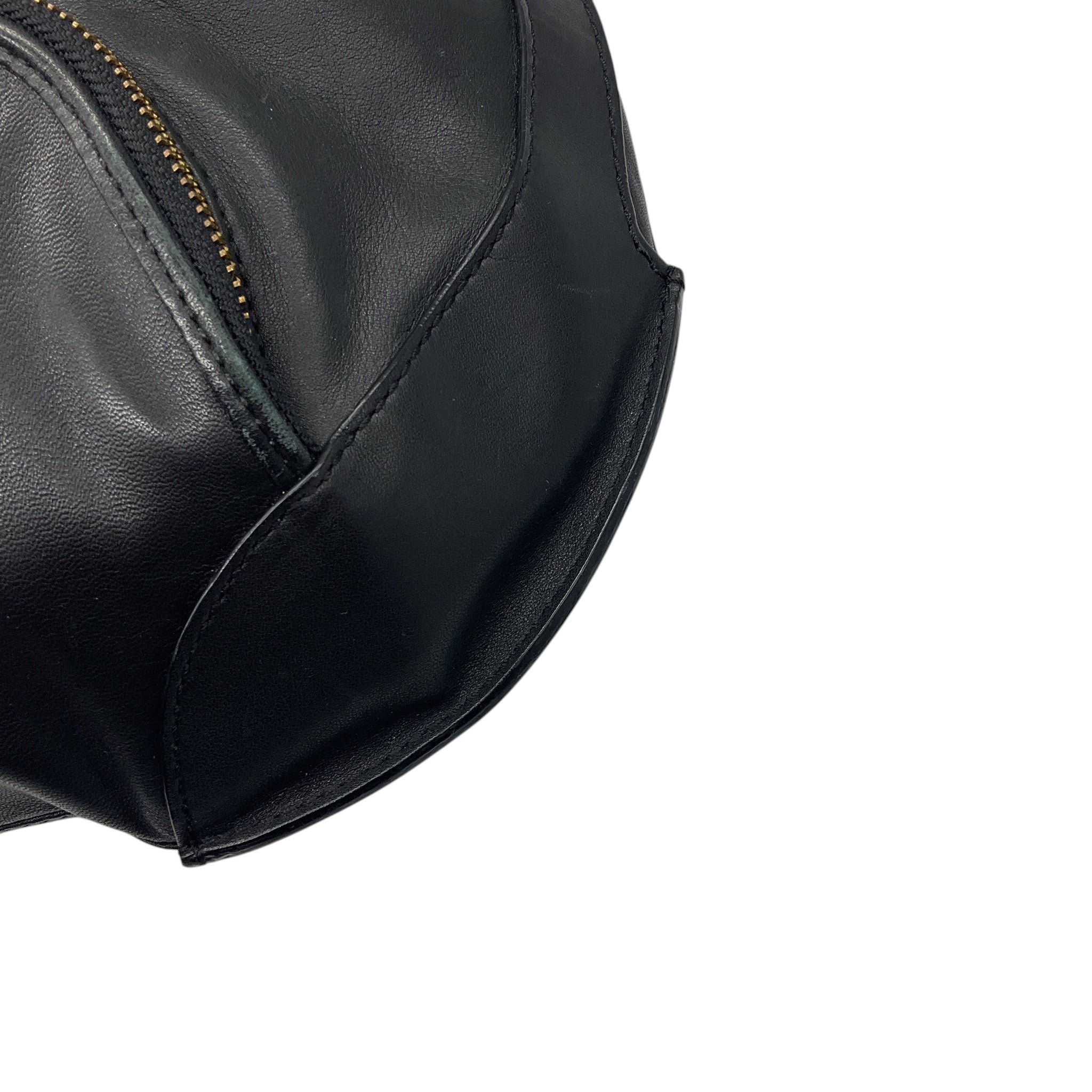 Fendi Vintage Black Leather Hobo Bag with Gold Hardware