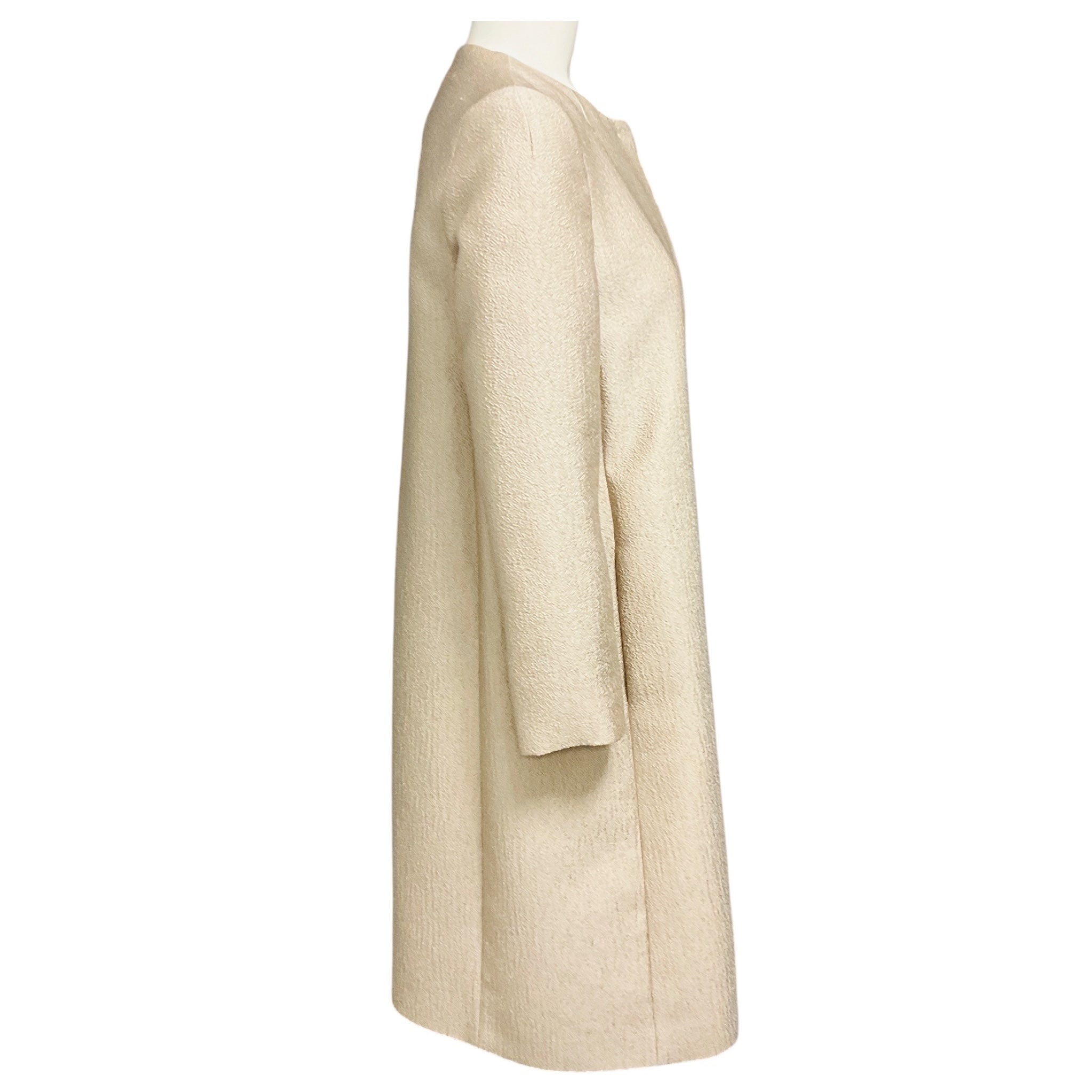 Max Mara Studio Champagne Metallic Textured Satin Jacquard Coat