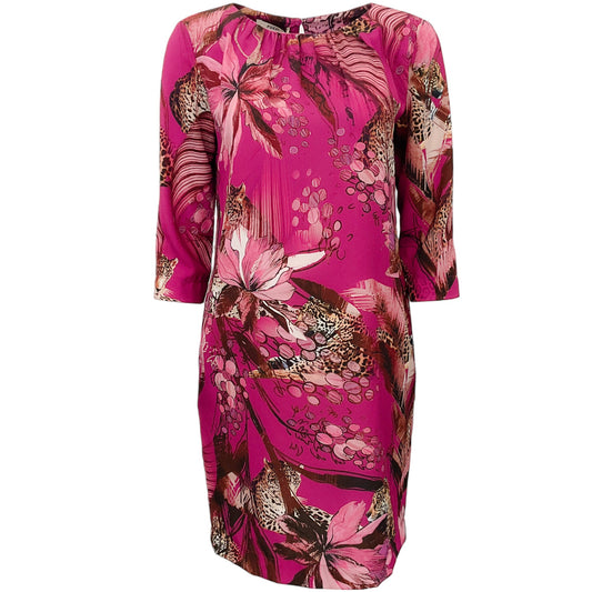 Fuzzi Magenta Leopard Palm Dress