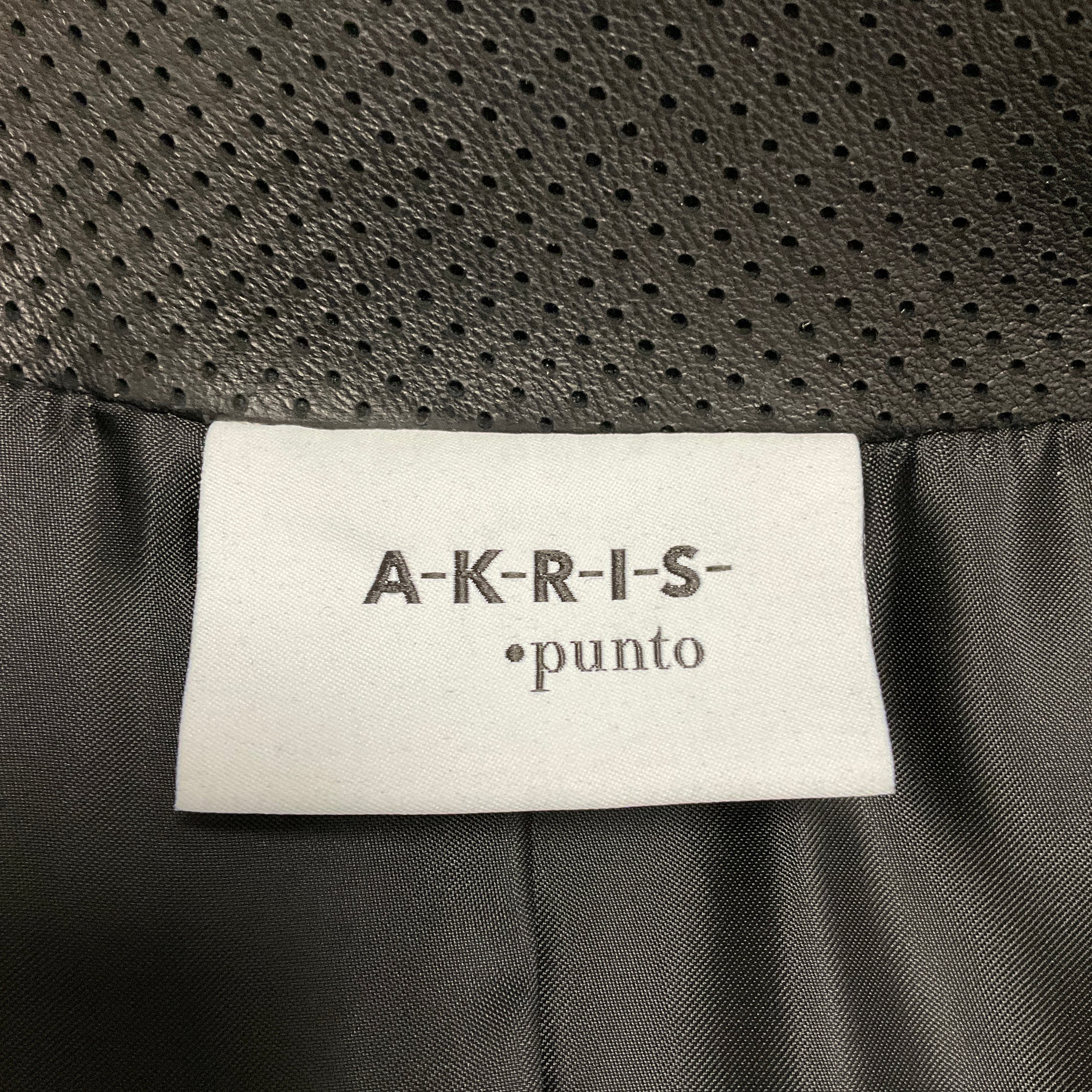 Akris Punto Black Zip Front Perforated Lamb Nappa Leather Jacket