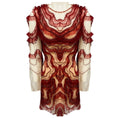 Load image into Gallery viewer, Jenny Packham Garnet Red / Nude Embellished Mesh Tulle Cocktail Dress
