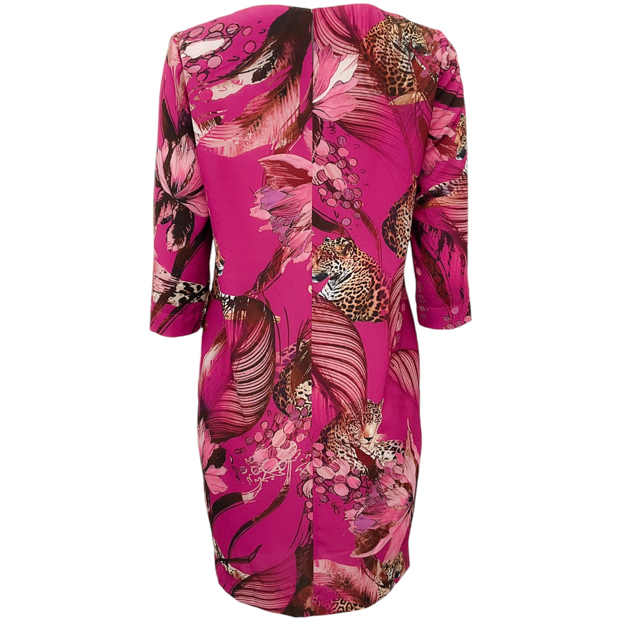 Fuzzi Magenta Leopard Palm Dress