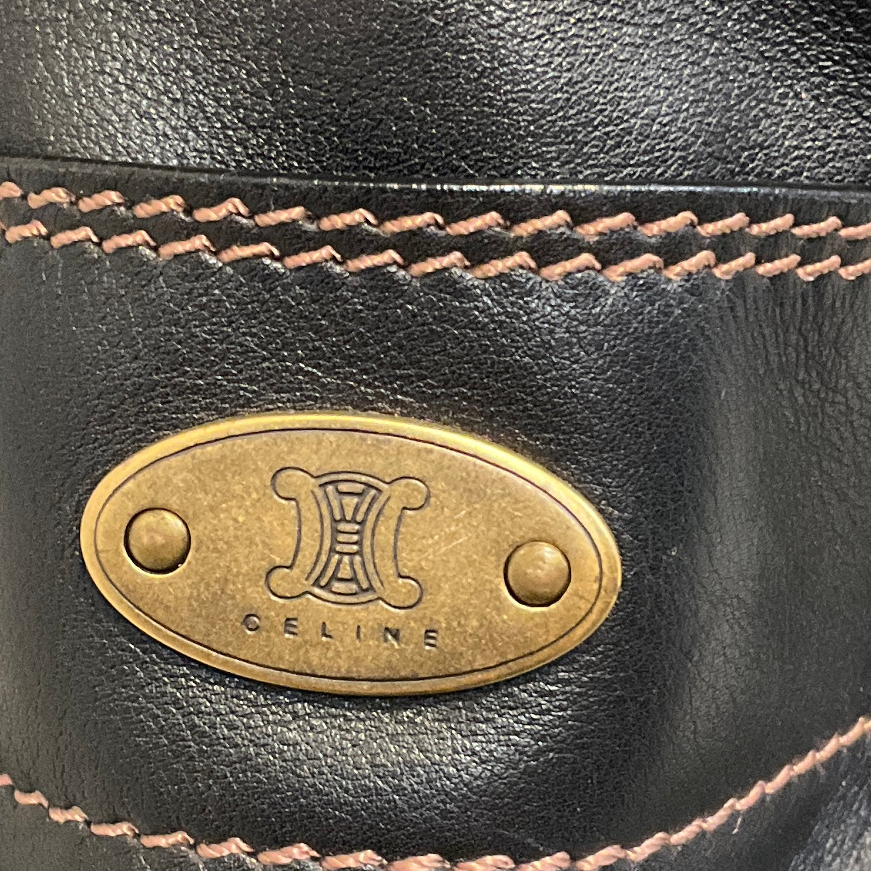 Celine Vintage Black Leather Tote Bag