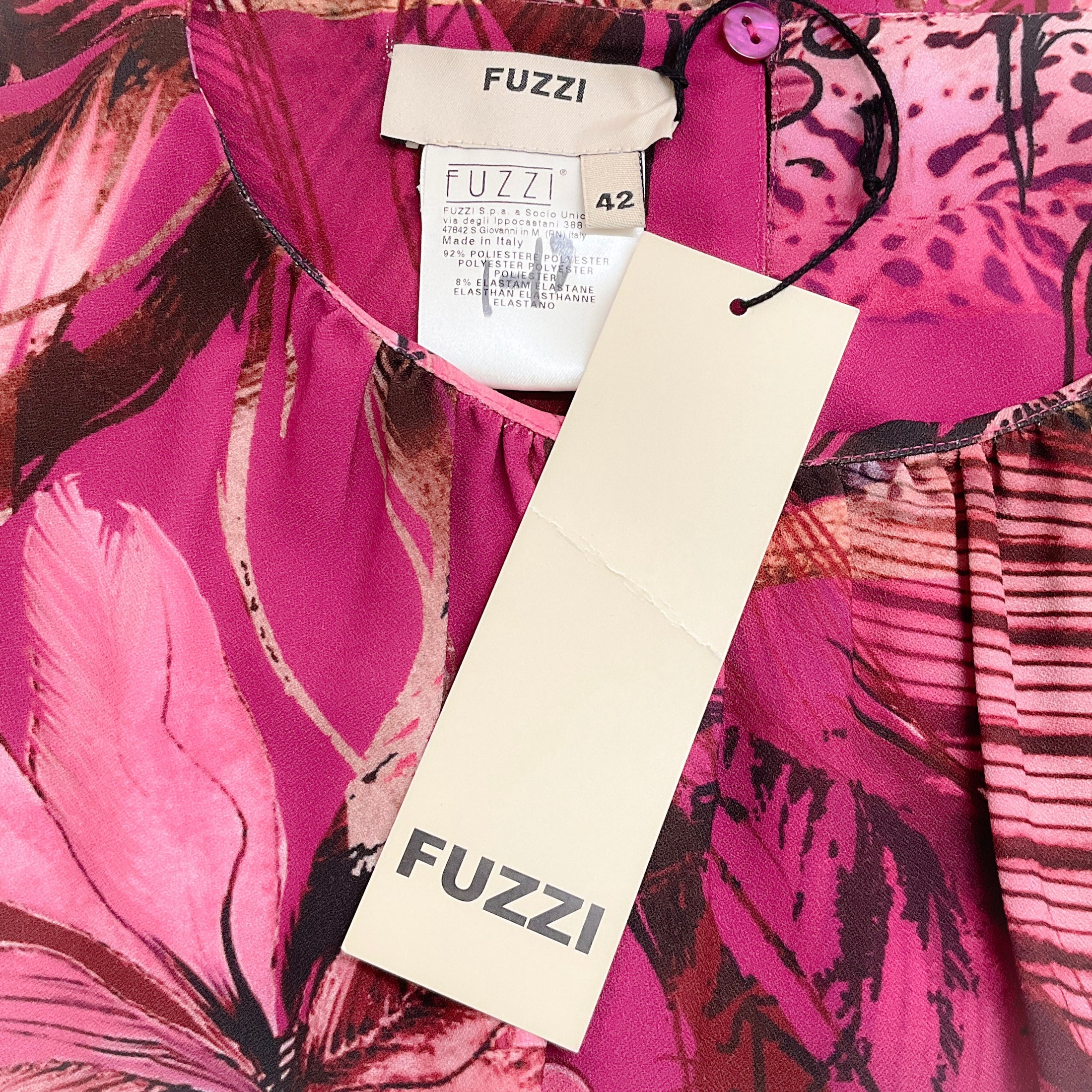 Fuzzi Magenta Leopard Palm Dress