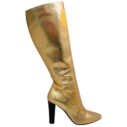 Saint Laurent Gold Python Embossed Boots