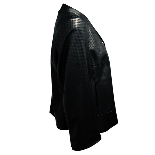 Akris Punto Black Zip Front Perforated Lamb Nappa Leather Jacket