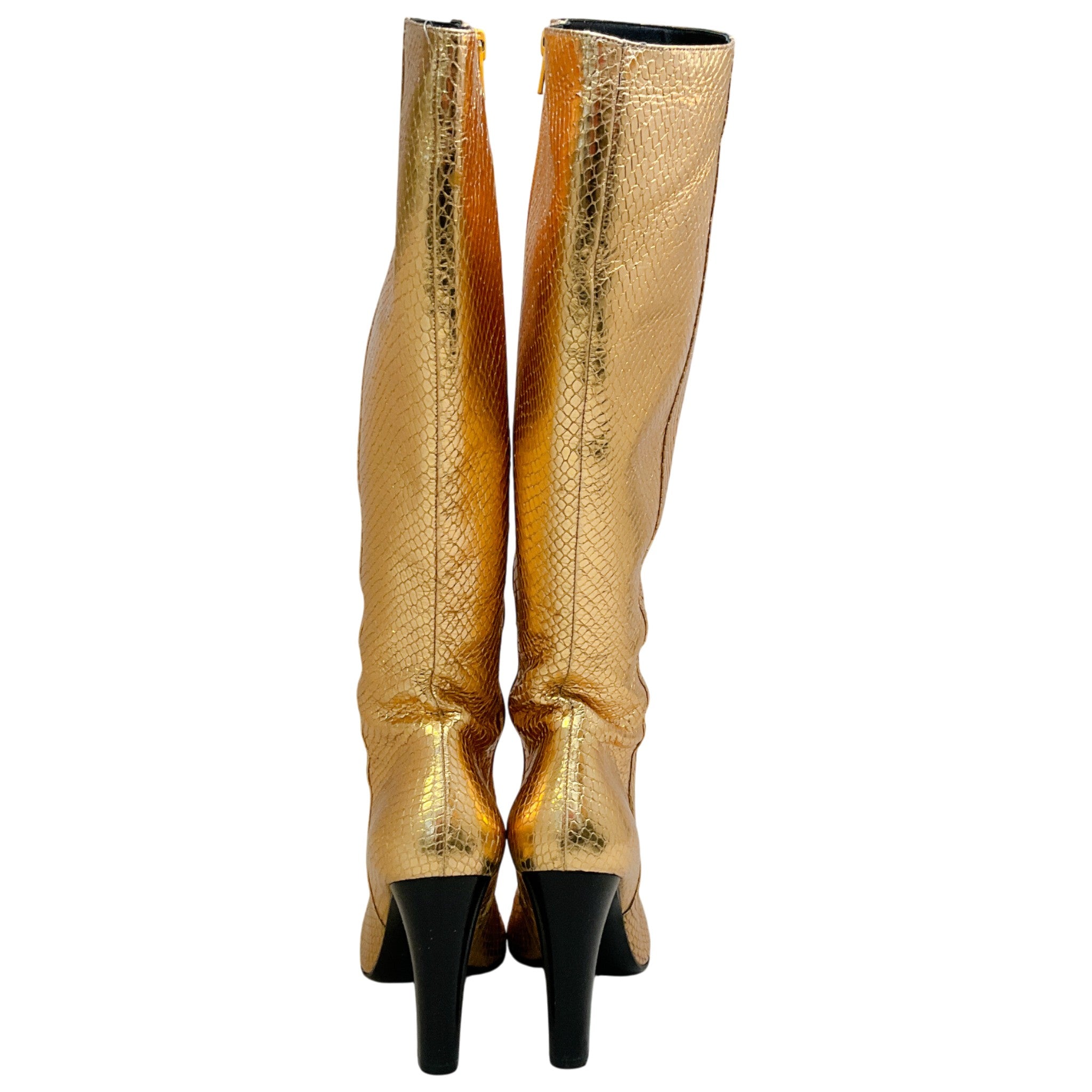 Saint Laurent Gold Python Embossed Boots