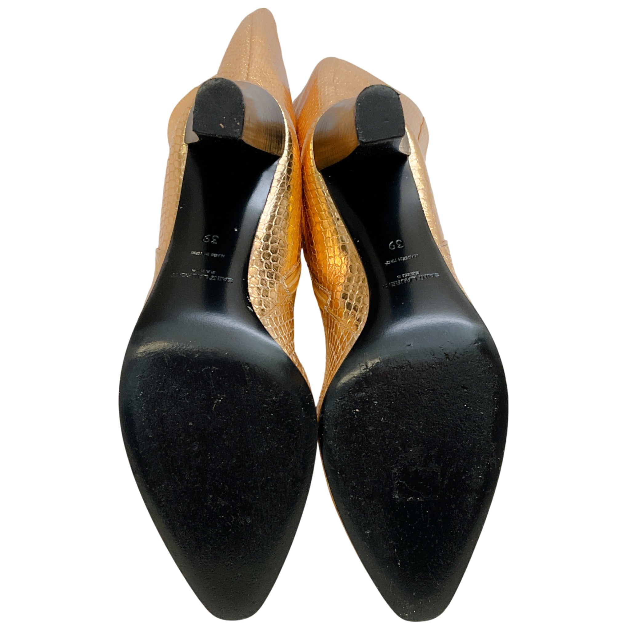 Saint Laurent Gold Python Embossed Boots