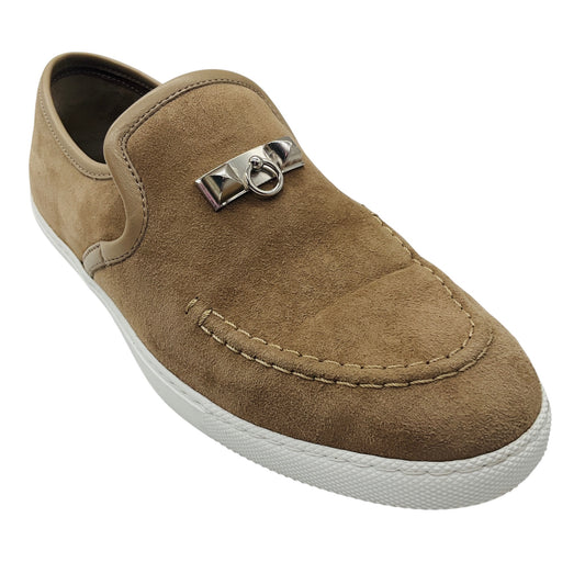 Hermes Beige Sable Mocassin Femme Jour Chevre Velours Nappa Loafers