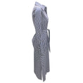 Load image into Gallery viewer, Martin Grant Blue / White Striped Button Front Cotton Midi Shirt Dress with Belt
