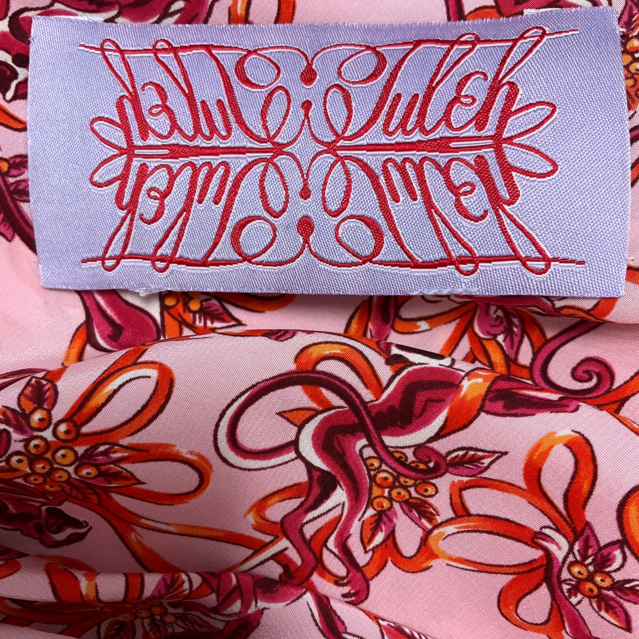 Tuleh Pink / Red Multi Printed Silk Dress with Scarf
