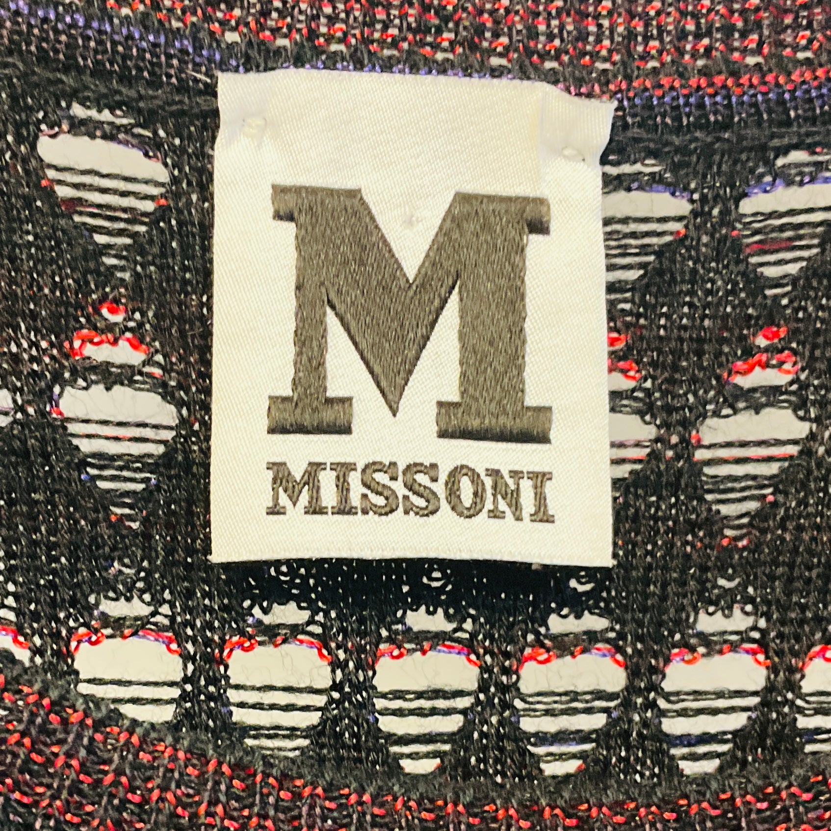 M Missoni Red / Purple / Black Multi Three Quarter Sleeved Knit Sweater