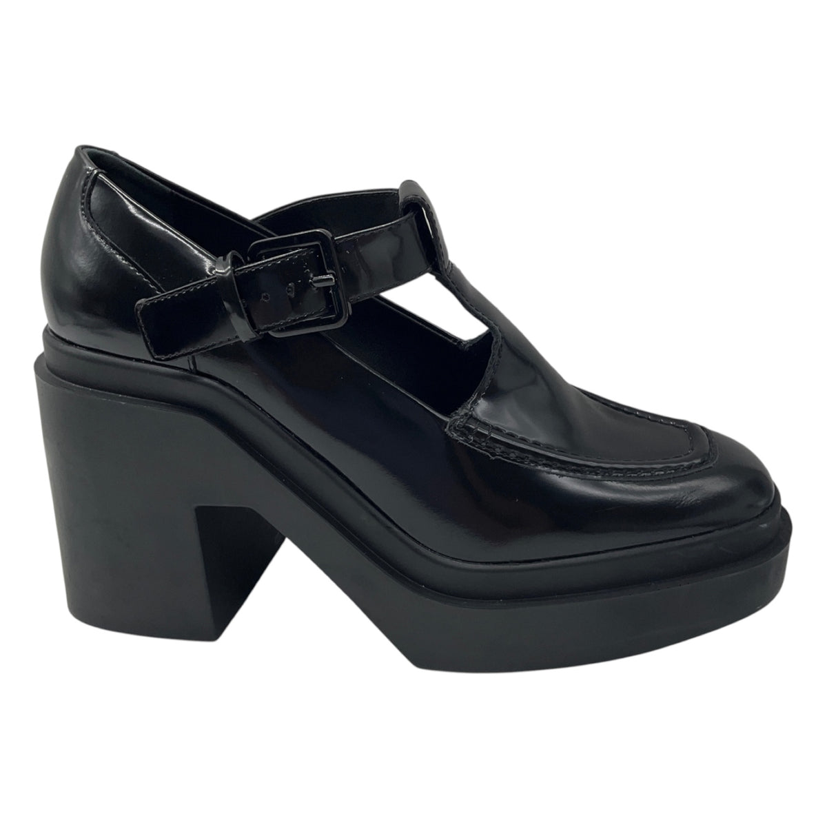 Robert Clergerie Black Shiny Leather Chunky Platform Oxford Heels