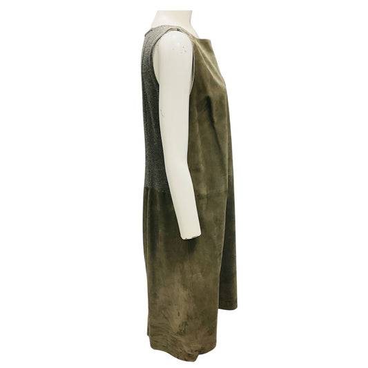 Fabiana Filippi Taupe Suede and Shimmer Knit Dress