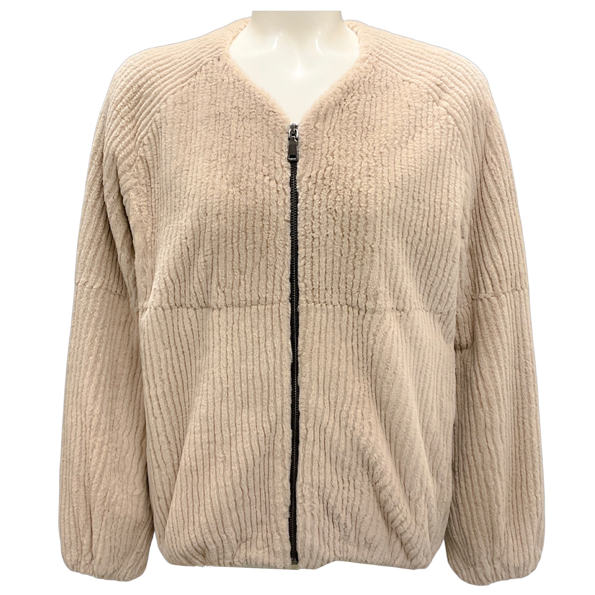 Fleurette Vague Rabbit Fur Full Zip Jacket