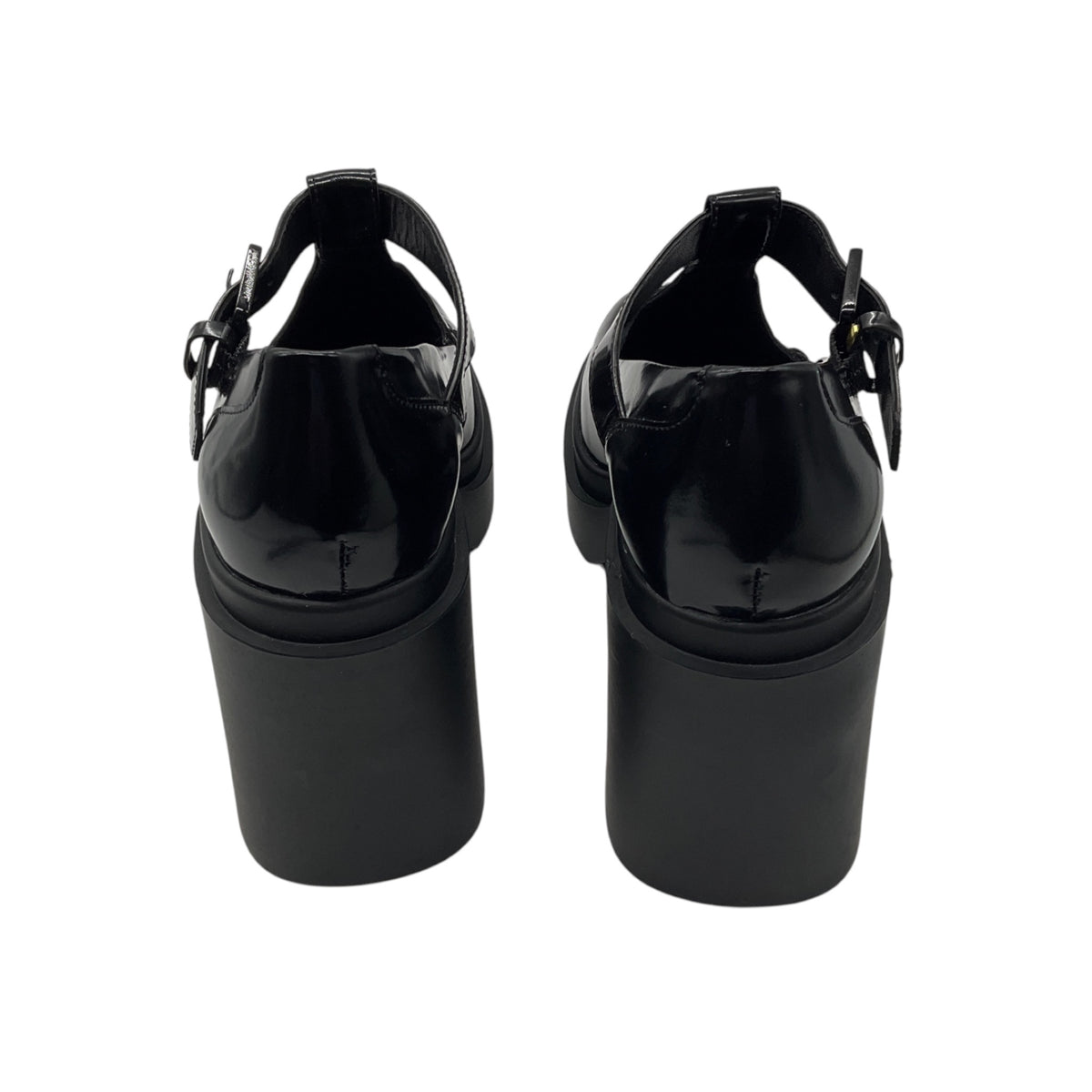 Robert Clergerie Black Shiny Leather Chunky Platform Oxford Heels