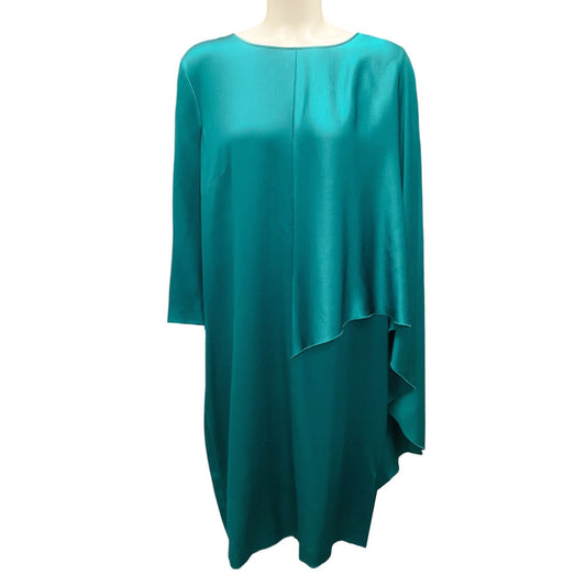 Alberta Ferretti Teal Asymmetric Silk Dress