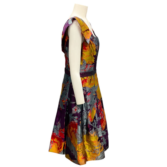 Carolina Herrera Mulberry Multi Jacquard Cocktail Dress