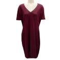 Load image into Gallery viewer, Hugo Boss Dark Red Domandia Textured Stretch Wool V-Neck Sheath Dress
