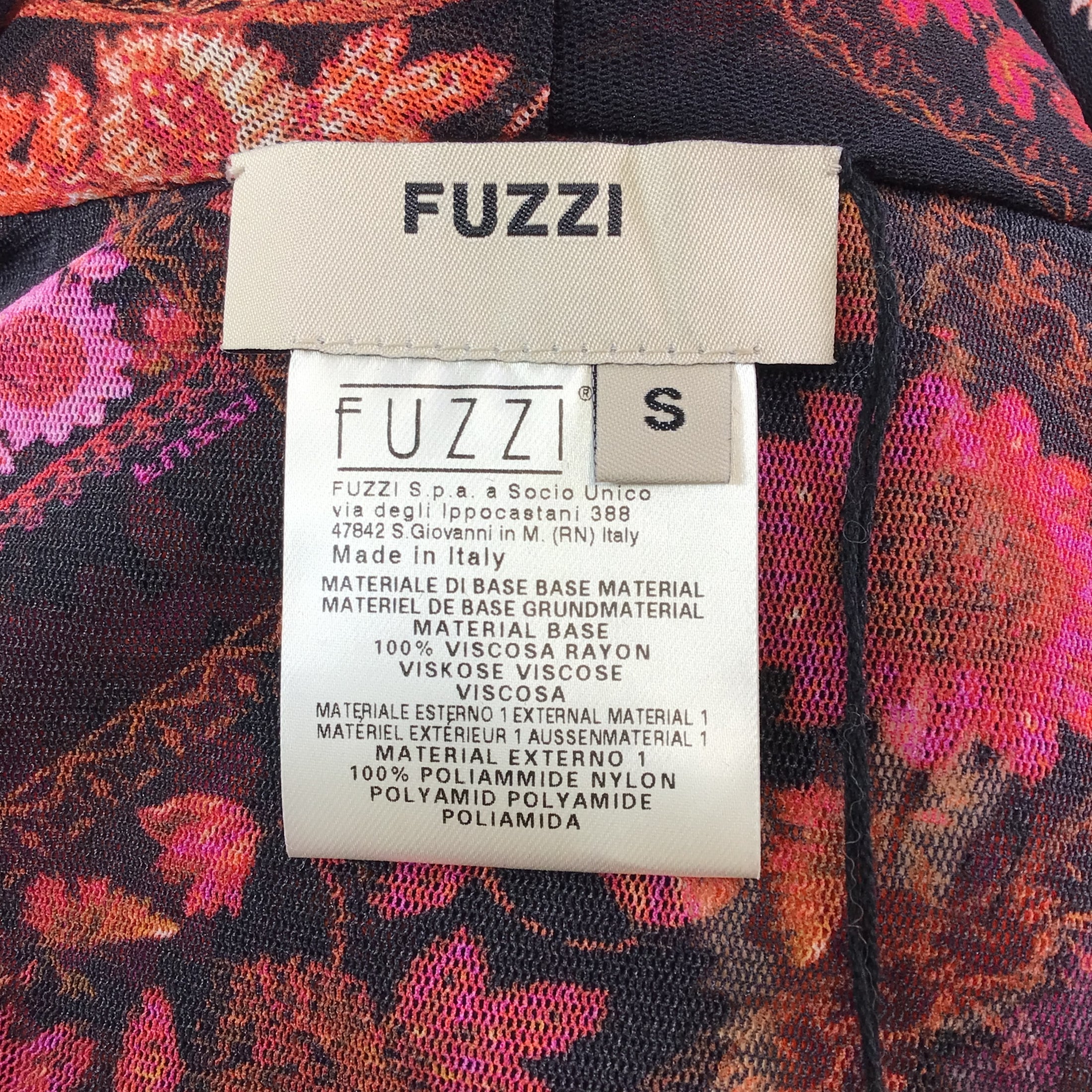 Fuzzi Black / Fuchsia Multi Floral Printed Mesh and Satin Midi Dress