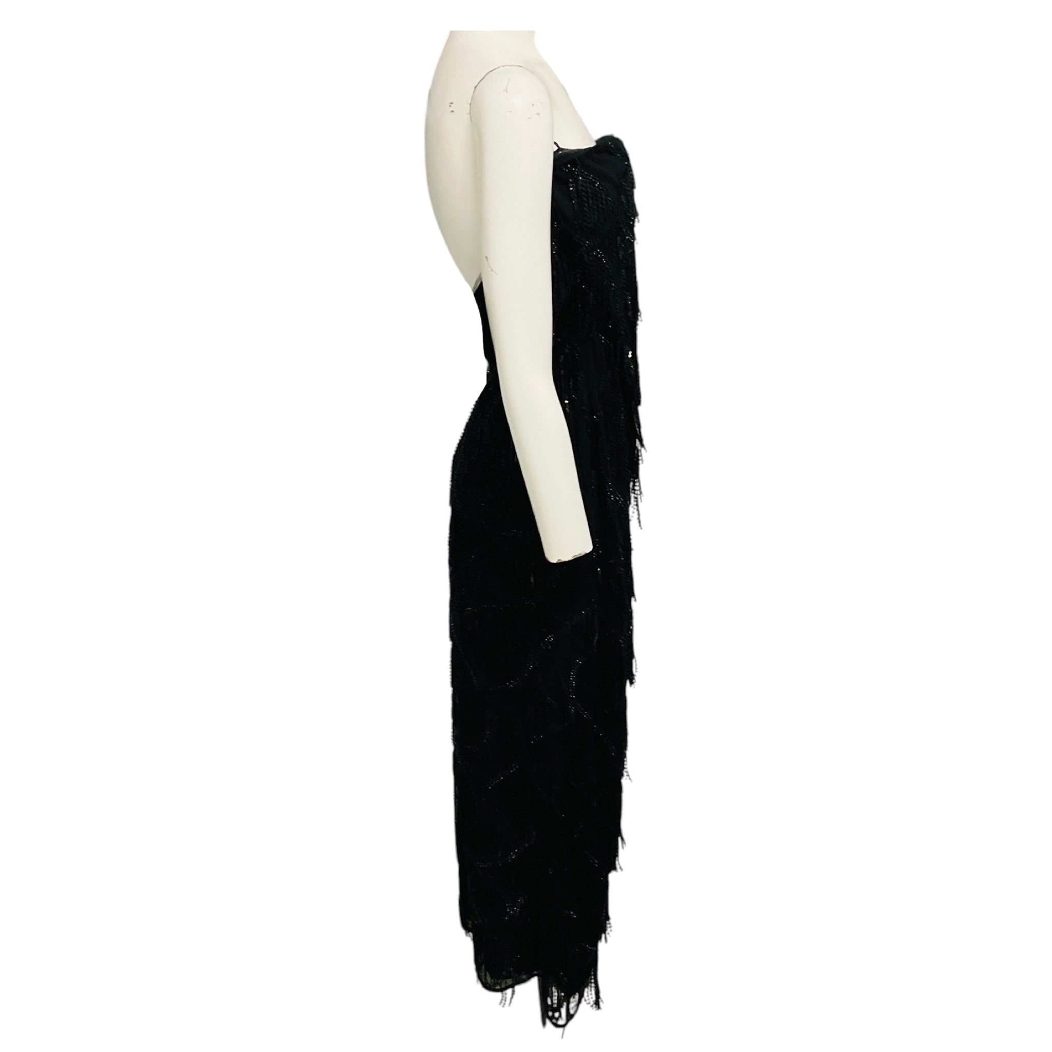 Rotate by Birger Christensen Black Sequin Midi Tube Dress