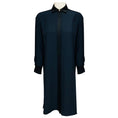 Load image into Gallery viewer, Versace Navy Blue / Black Long Sleeved Button Front Shirtdress Midi Dress with Medusa Button

