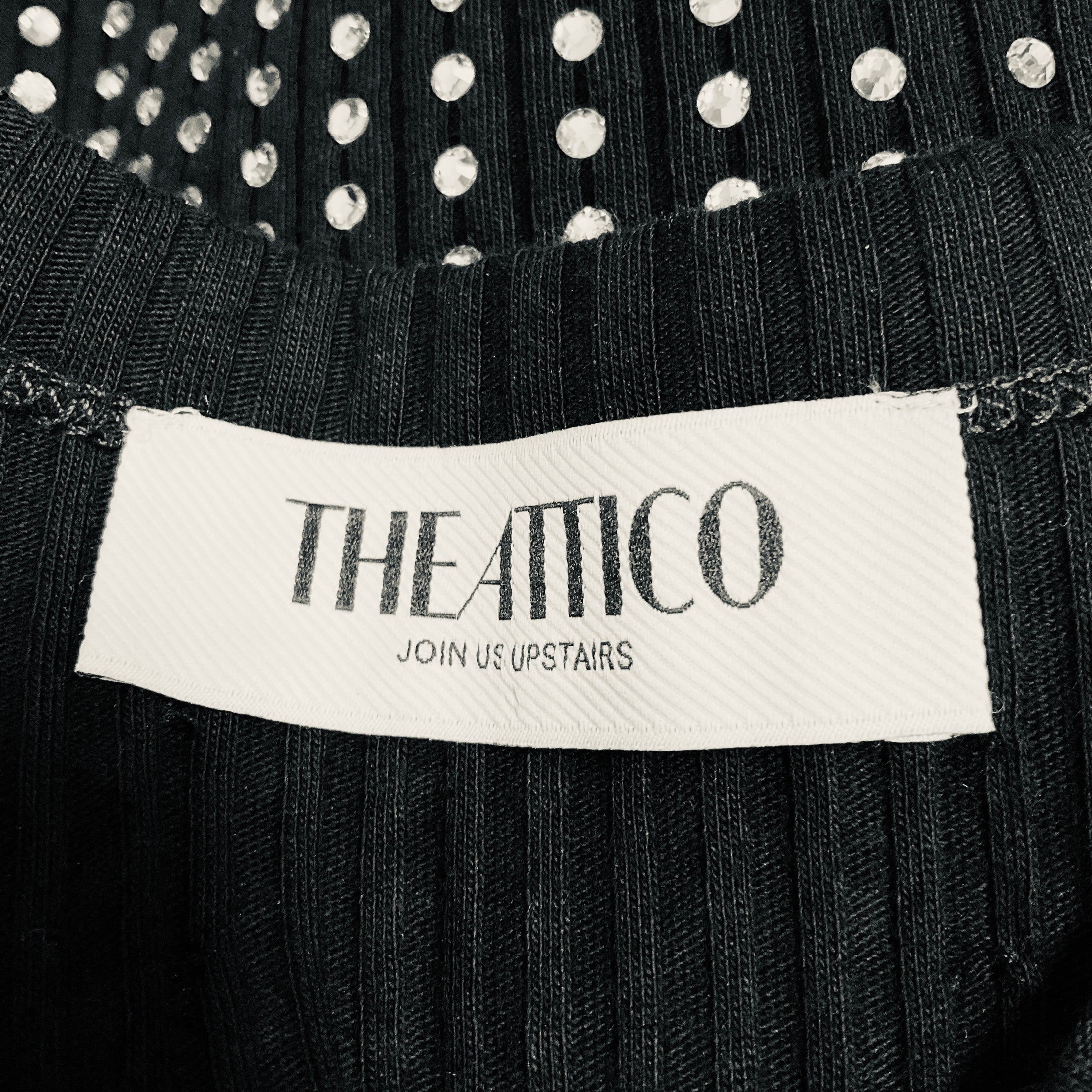 The Attico Black Sleeveless Crystal Tank Dress