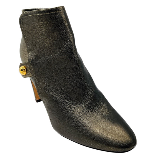 Jimmy Choo Bronze Metallic Grained Leather Ankle Booties