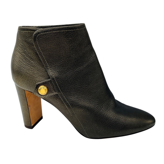 Jimmy Choo Bronze Metallic Grained Leather Ankle Booties