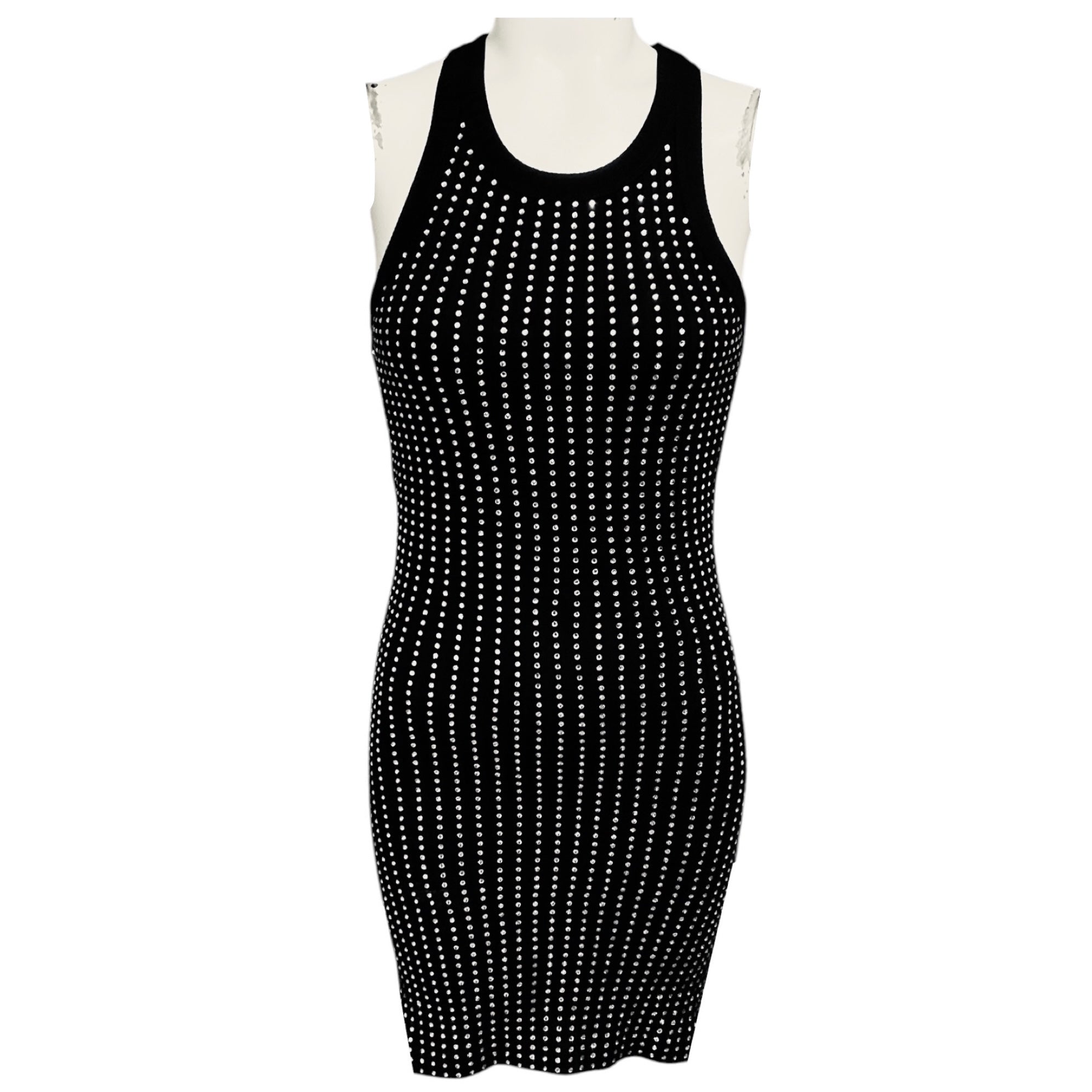 The Attico Black Sleeveless Crystal Tank Dress