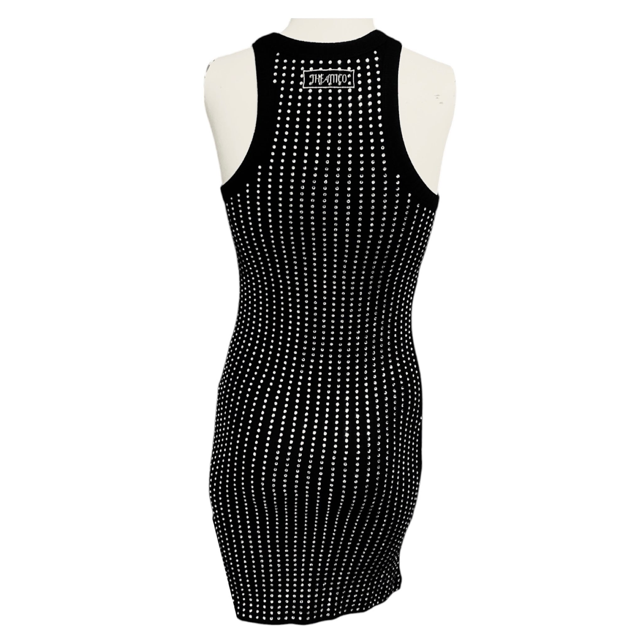 The Attico Black Sleeveless Crystal Tank Dress