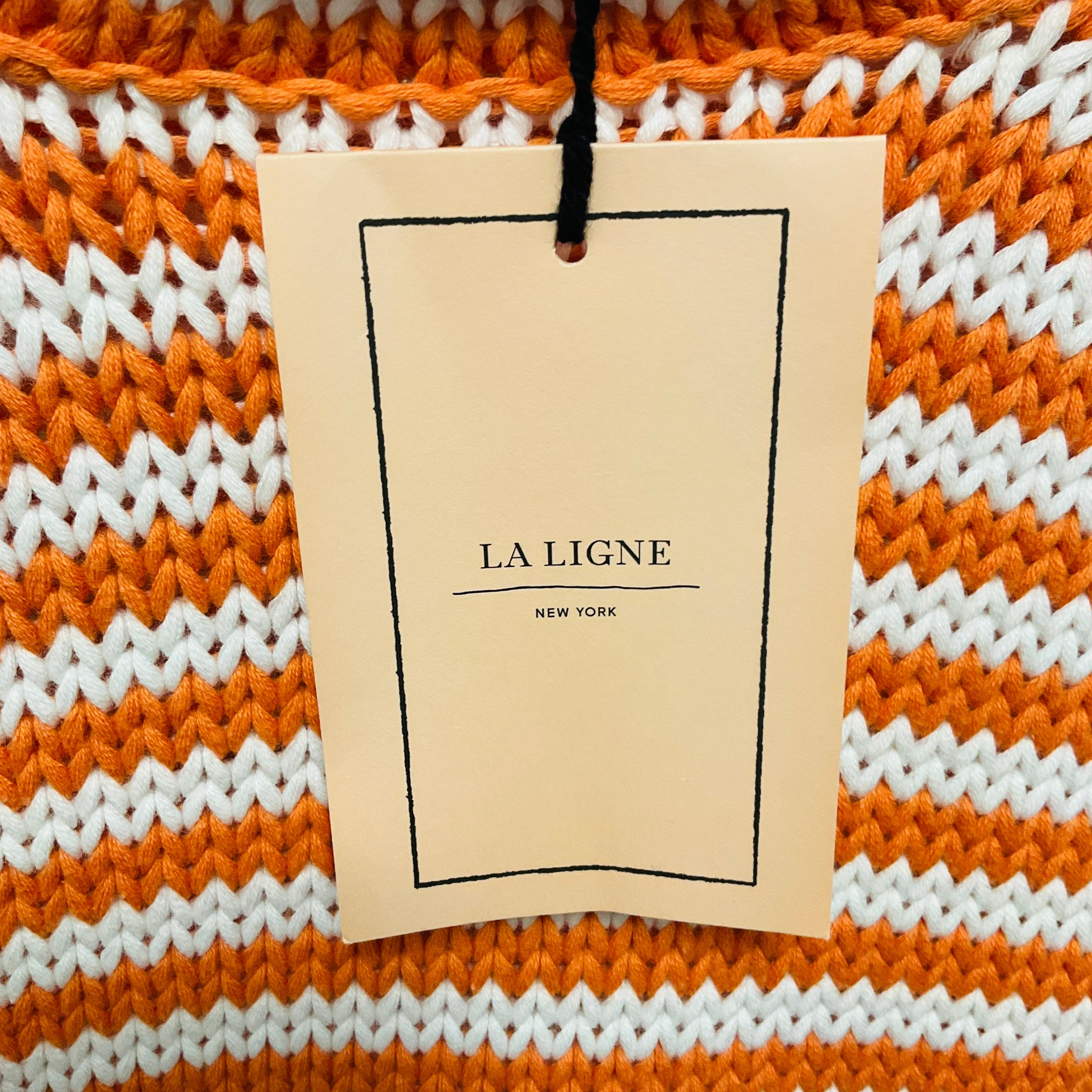 La Ligne Apricot Orange / Cream Fine Stripe Mini Marina Sweater