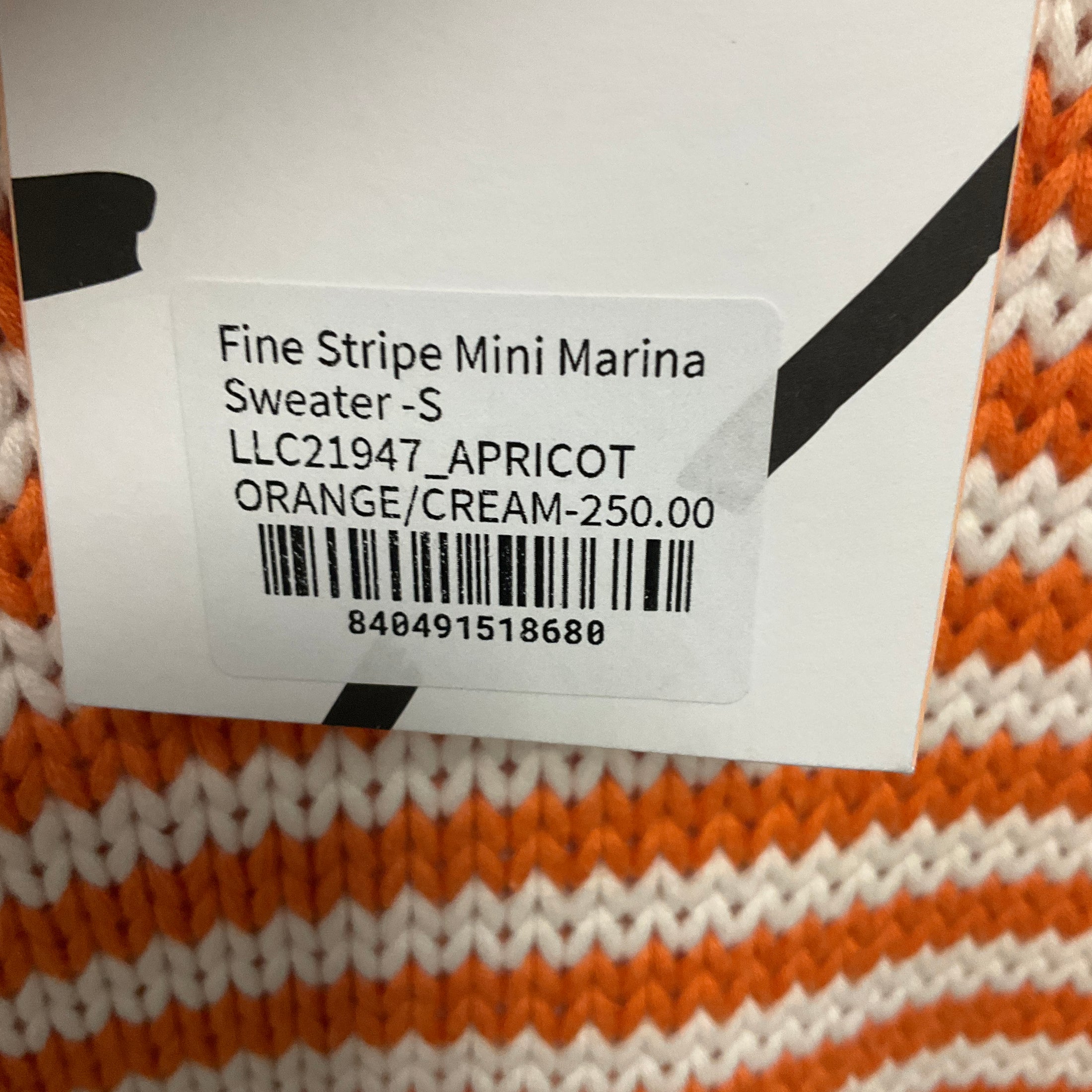 La Ligne Apricot Orange / Cream Fine Stripe Mini Marina Sweater
