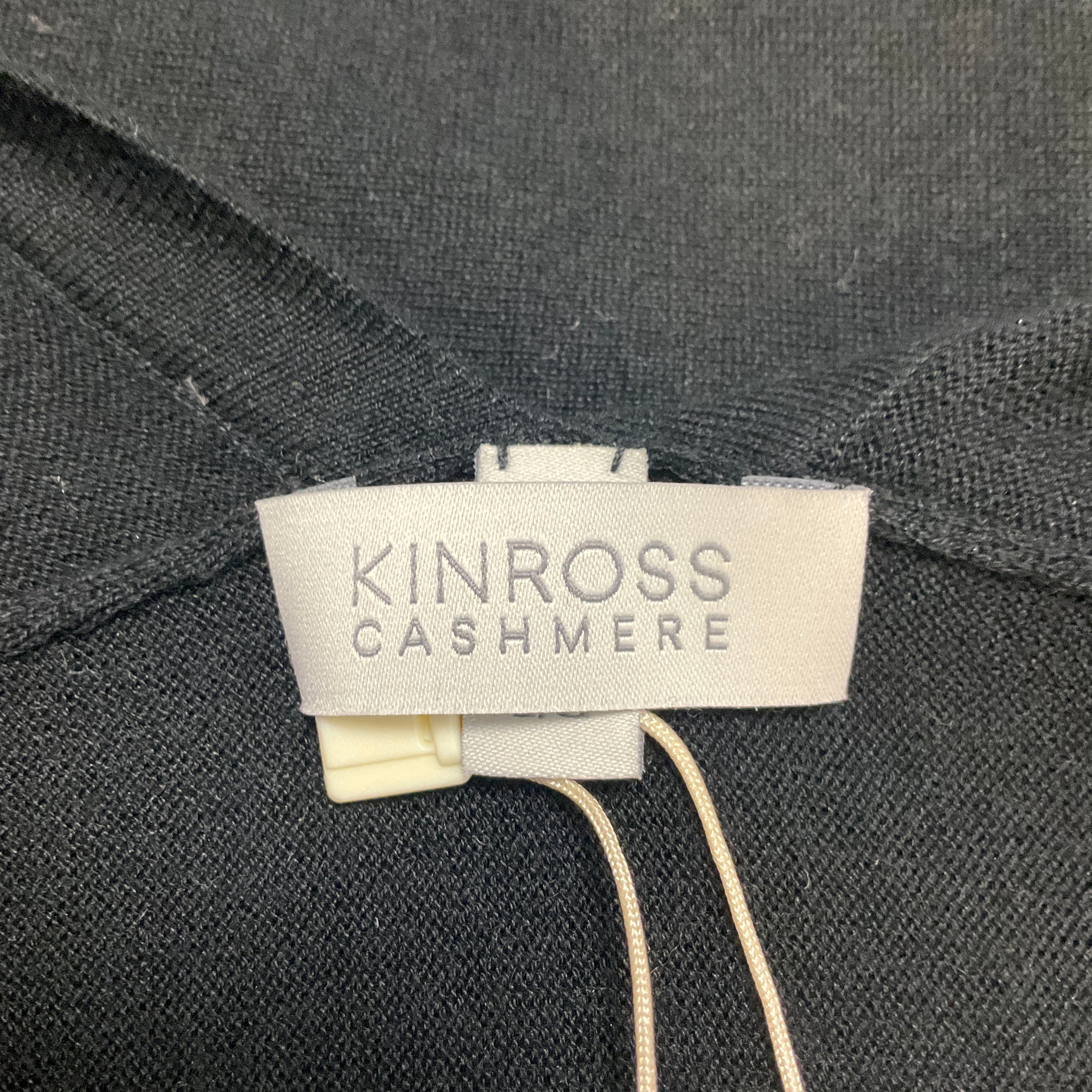 Kinross Cashmere Black Open Front Silk and Cashmere Knit Cardigan Sweater
