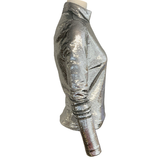 Balenciaga Silver Sequined Turtleneck Top