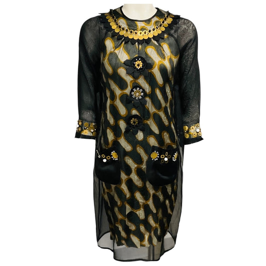 Easton Pearson Black / Gold Embellished Silk Dress