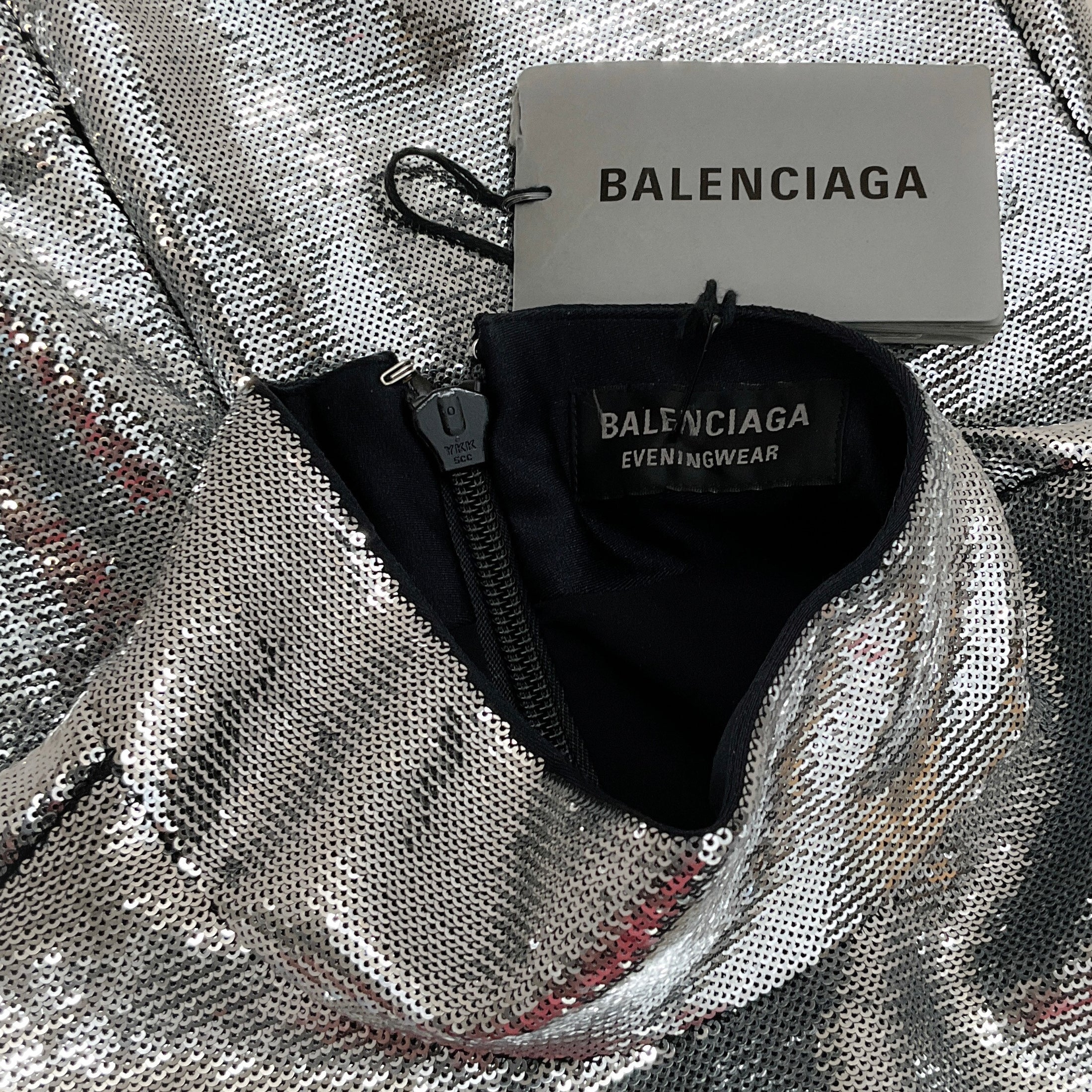 Balenciaga Silver Sequined Turtleneck Top