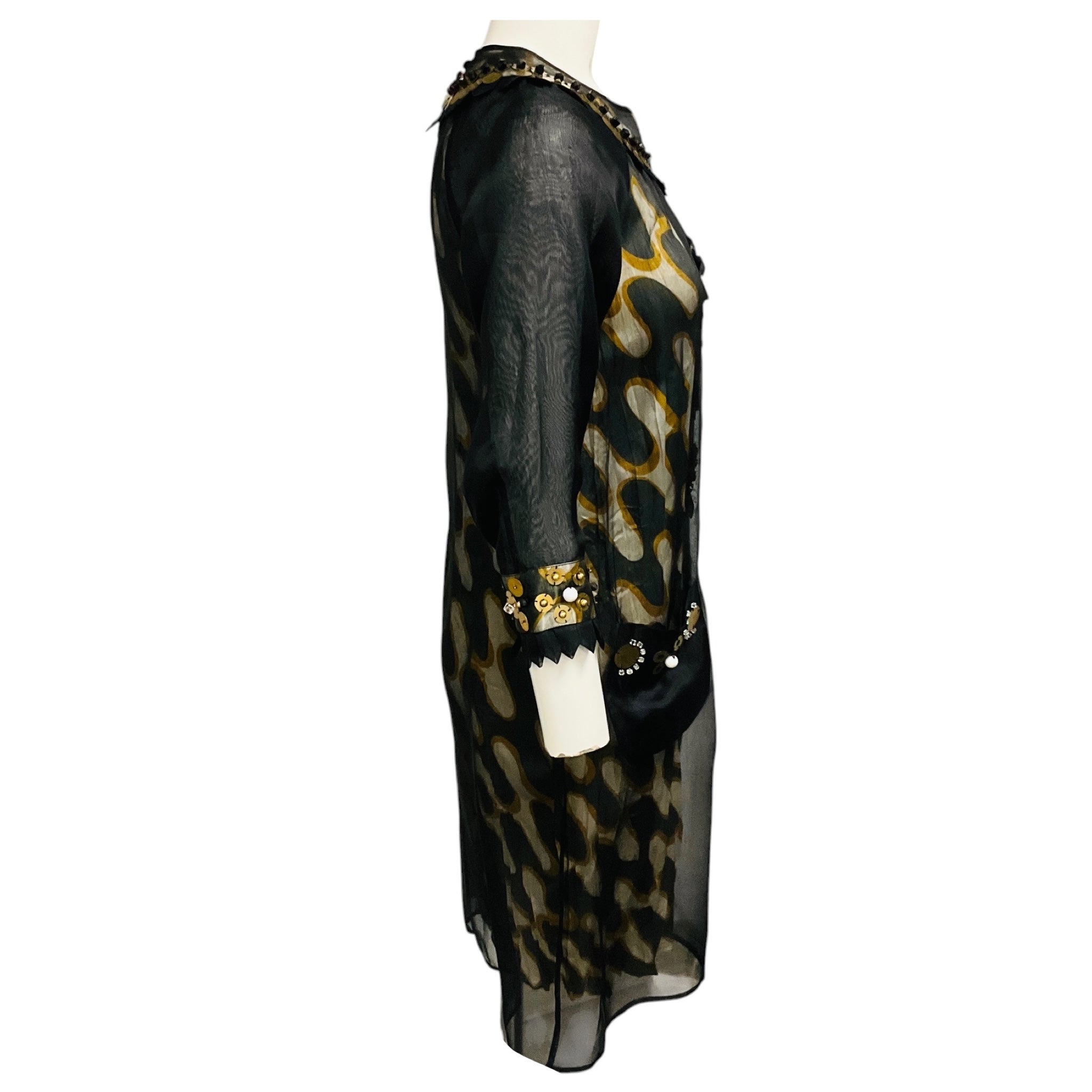Easton Pearson Black / Gold Embellished Silk Dress