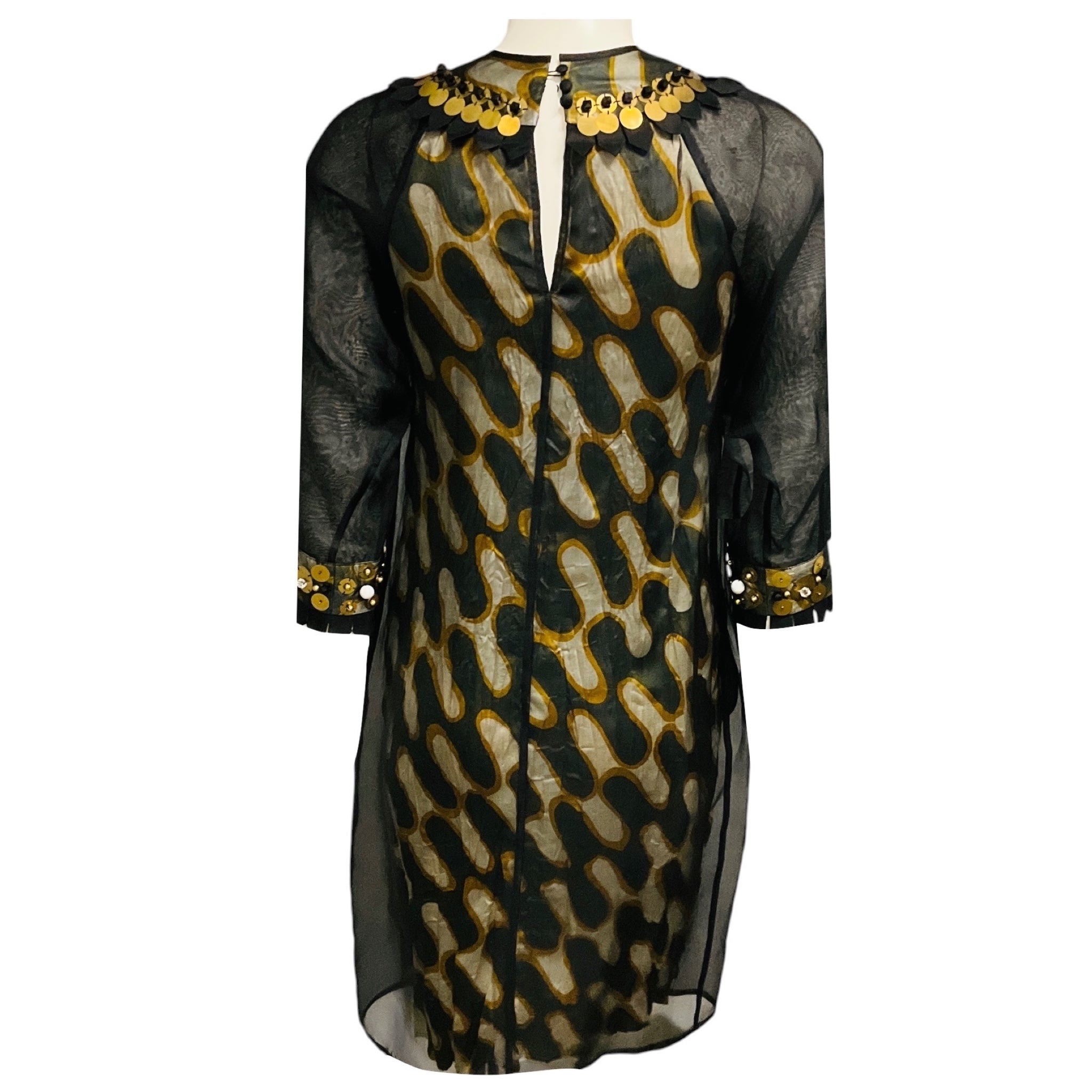 Easton Pearson Black / Gold Embellished Silk Dress