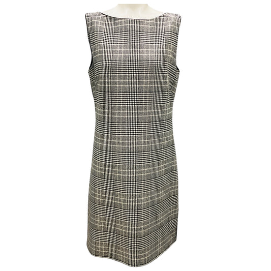 Prada Beige / Black Houndstooth Plaid Sleeveless Wool and Cashmere Dress