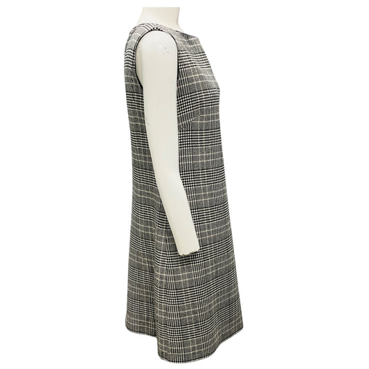 Prada Beige / Black Houndstooth Plaid Sleeveless Wool and Cashmere Dress