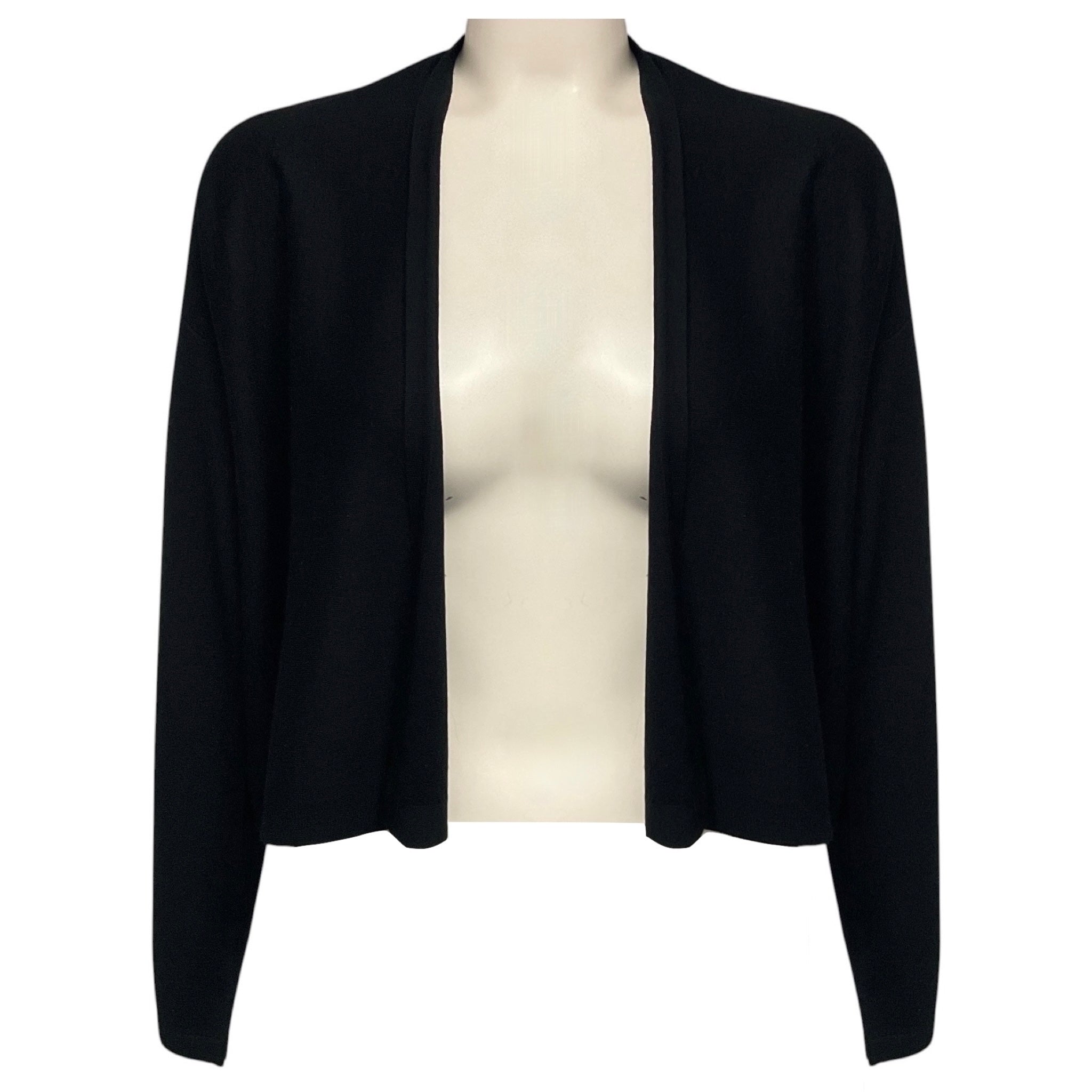 Kinross Cashmere Black Open Front Silk and Cashmere Knit Cardigan Sweater