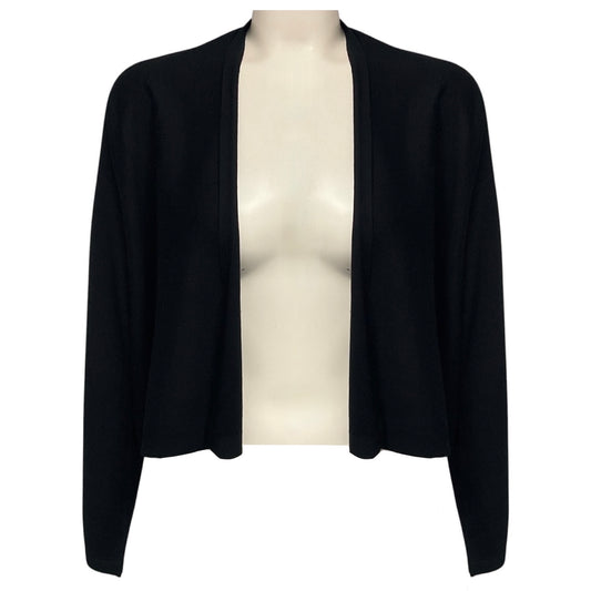 Kinross Cashmere Black Open Front Silk and Cashmere Knit Cardigan Sweater