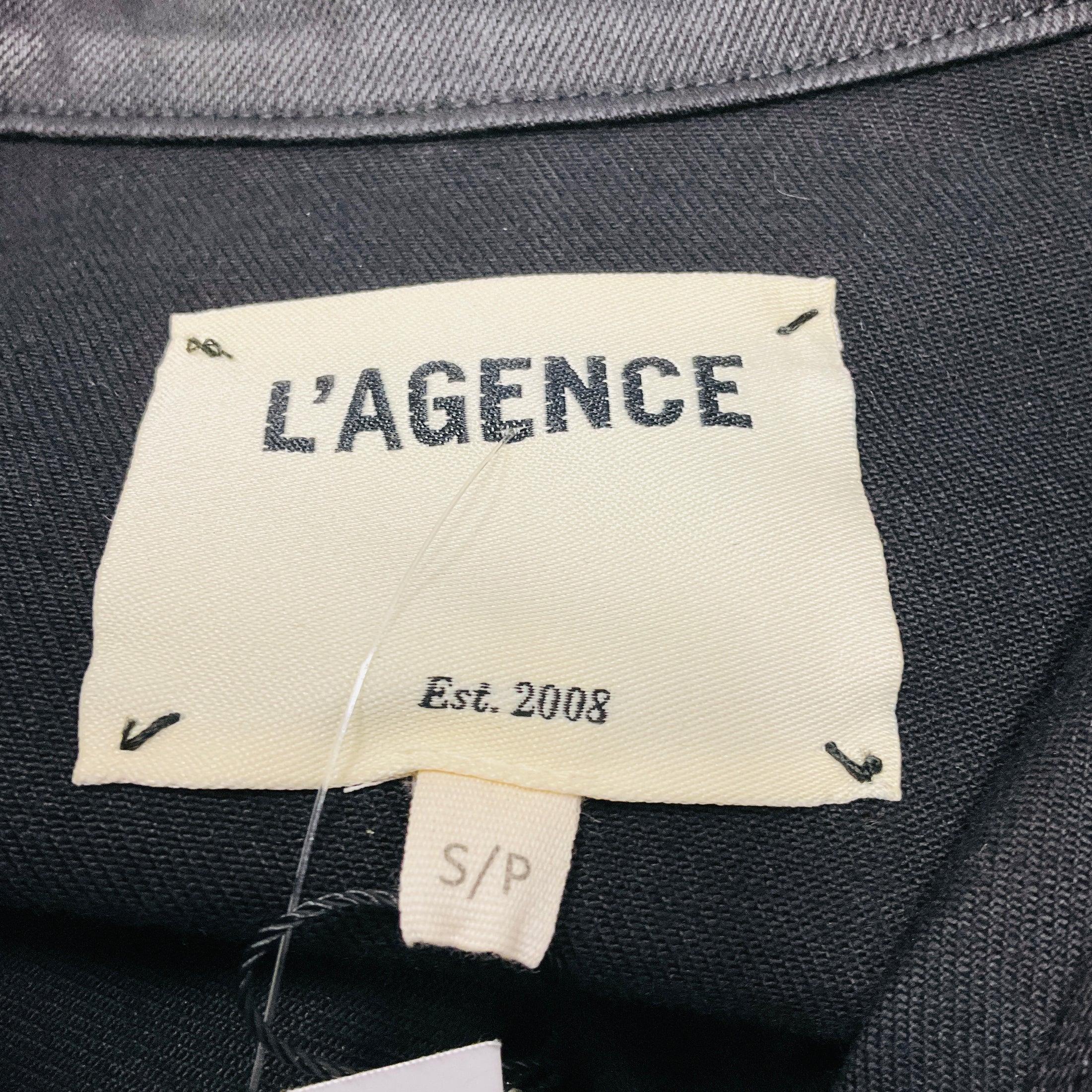 L'Agence Saturated Black Coated Janelle Slim Jacket