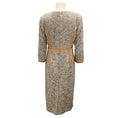 Load image into Gallery viewer, St. John Tan Multi Fall 2023 Leather Trimmed Wool Tweed Dress
